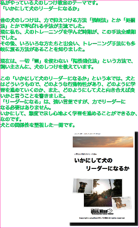 私がやっている犬のしつけ教室のテーマです。